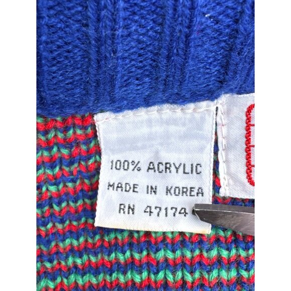 Vintage Heidi V-Neck Knit Sweater Floral & Geometric Patterns Korea M Acrylic - Picture 6 of 7